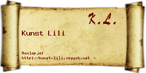 Kunst Lili névjegykártya
